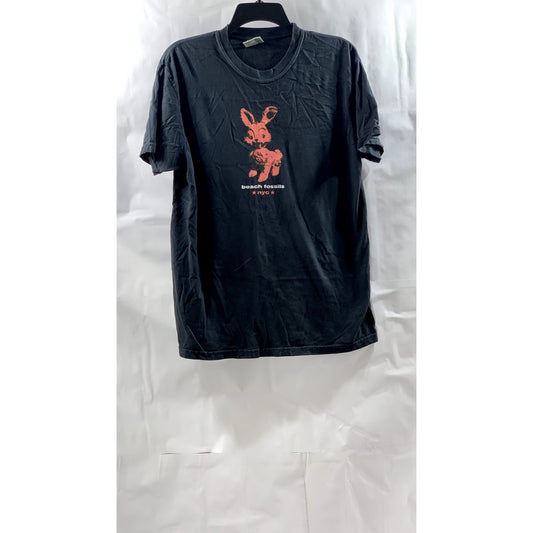 COMFORT COLORS Men's Black Beach Fossils Graphic Crewneck T-Shirt SZ M