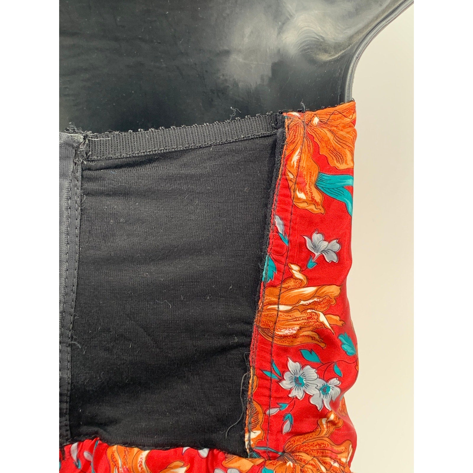 UNBRANDED Women's Vintage Red-Black Floral Strapless Corset Bustier Top SZ S