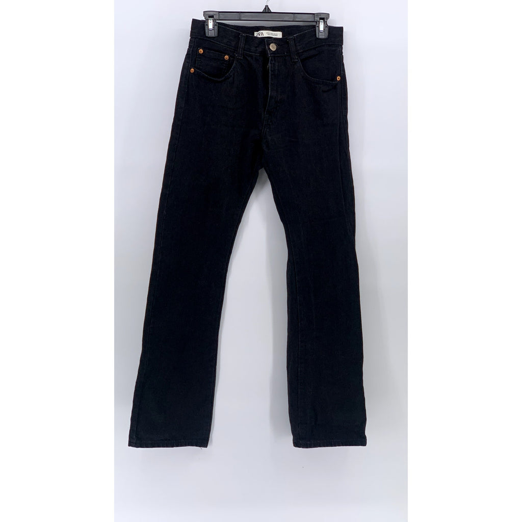ZARA Men's Black Denim Straight-Leg Regular-Fit Five Pocket Jeans SZ 29