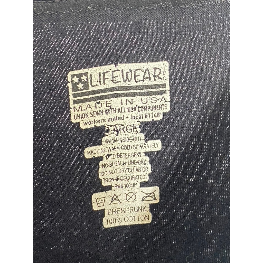 LIFEWEAR Men's Black " Stomp Out Slumlords" Graphic Short Sleeve T-Shirt SZ L