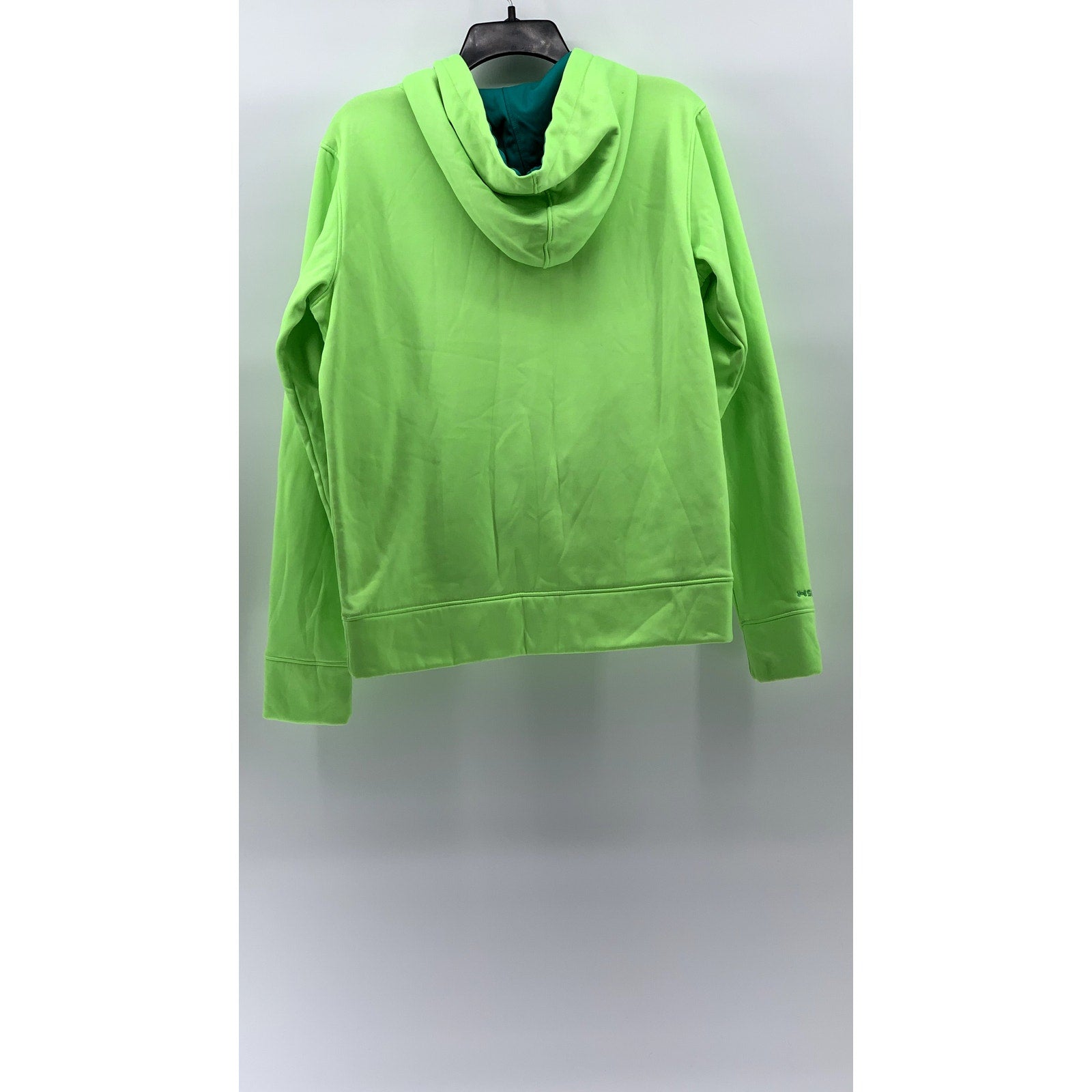 UNDER ARMOUR Women's Neon Green Graphic Logo Storm Pullover Hoodie SZ L