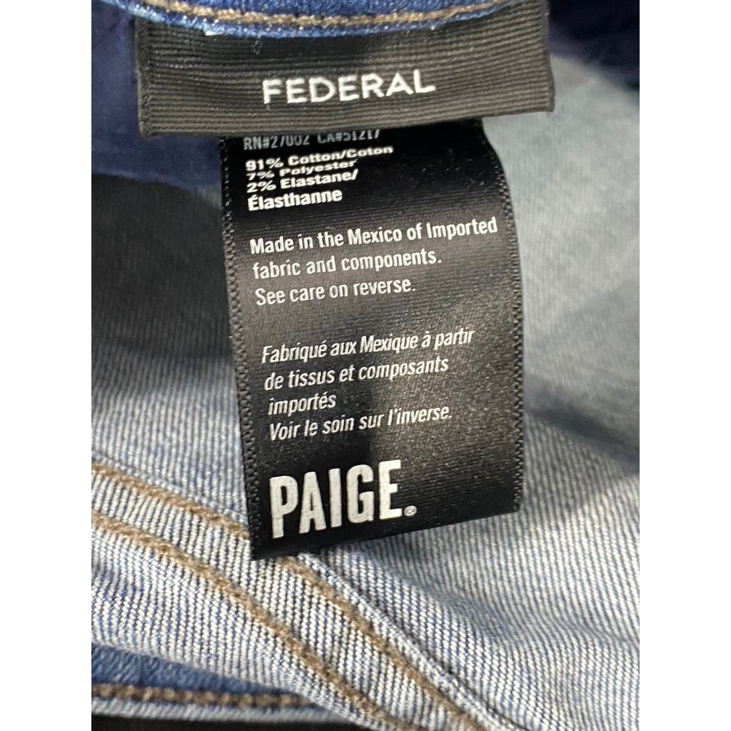 PAIGE Men's Holmes Blue Federal Slim Straight Five-Pocket Denim Jeans SZ 34