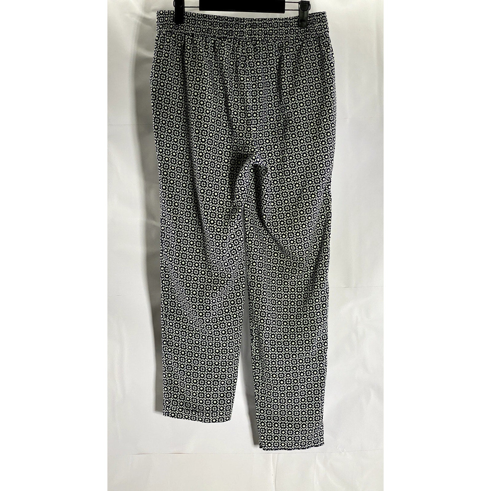J. CREW Women's Blue/White Geo Print Drawstring Elasticized Pants SZ 4