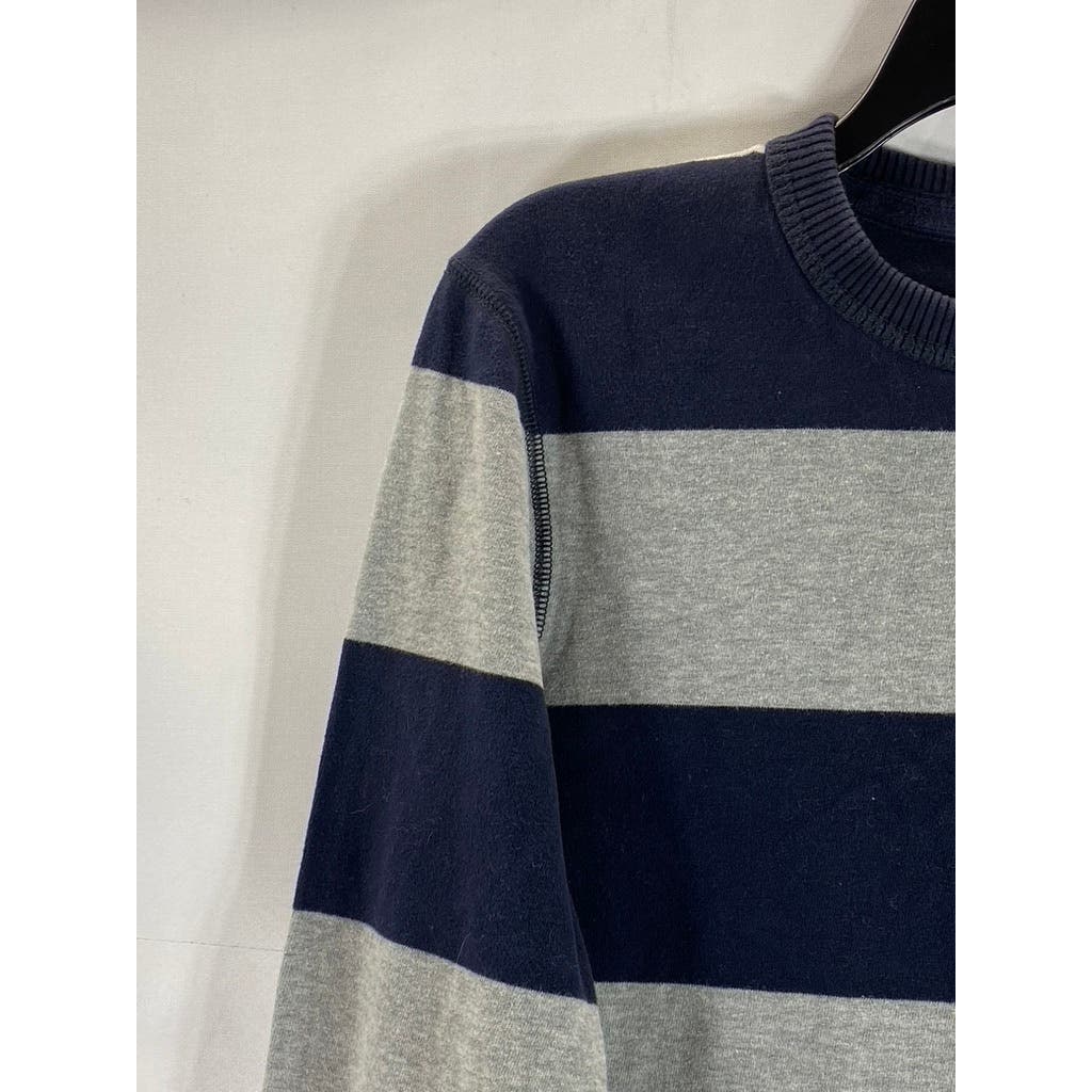 ABERCROMBIE & FITCH Men's Navy/Grey Crewneck Pullover Muscle Sweater SZ L