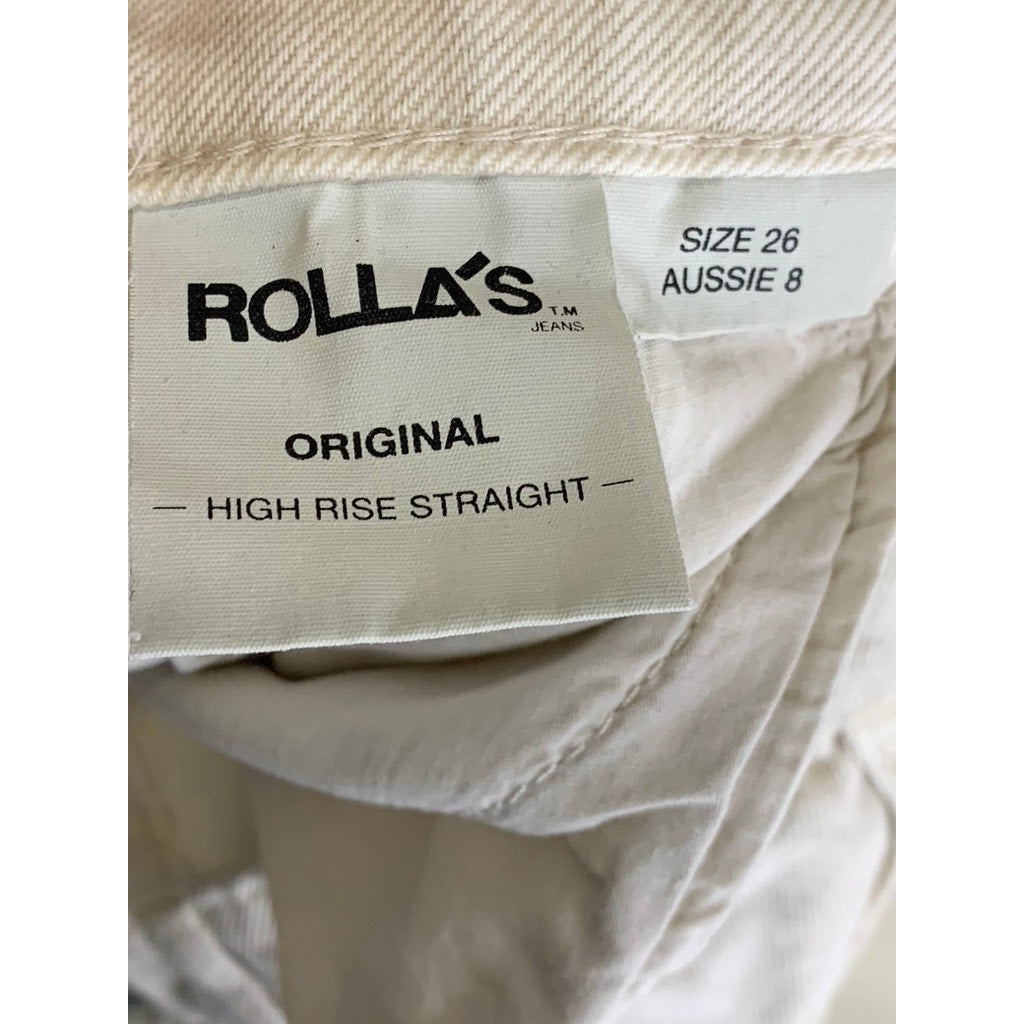 ROLLA'S JEANS Women's Off-White High-Rise Original Straight Denim Jean SZ 26
