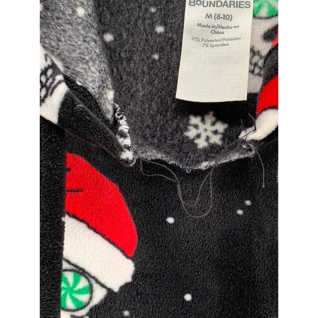 NO BOUNDARIES Women's Black Peppermint Skull Fleece Hoodie Sweater SZ M