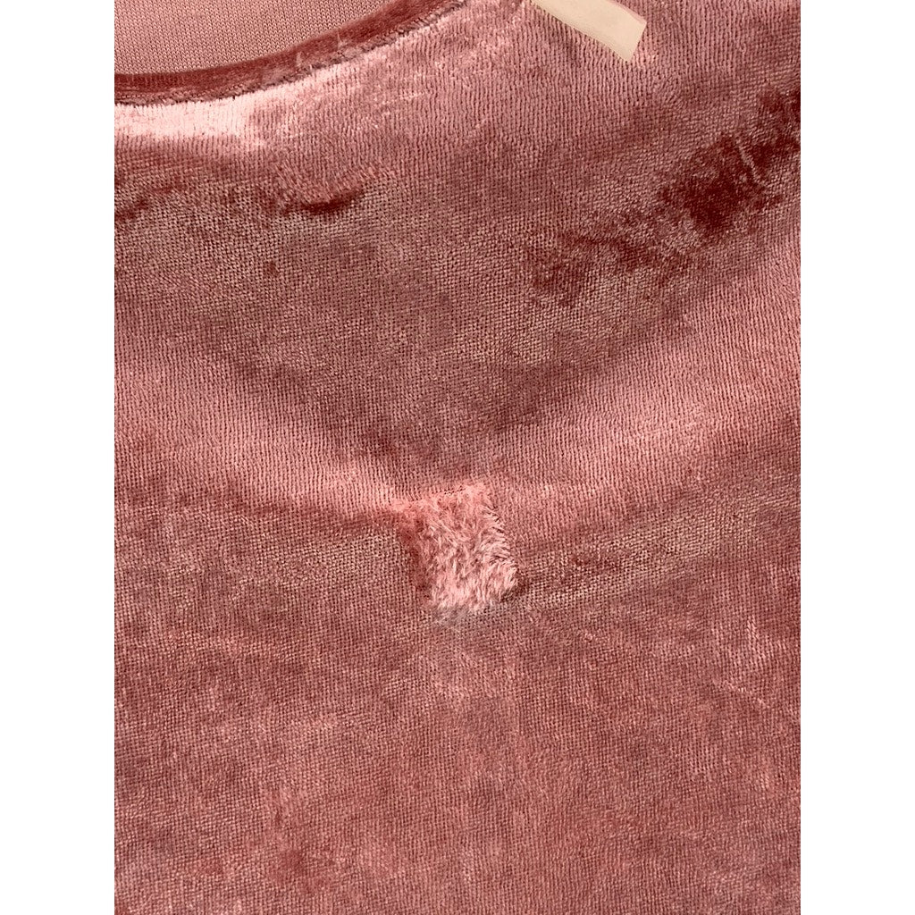 SWEET CLAIRE Women's Pink Velvet Ruffle Top SZ M