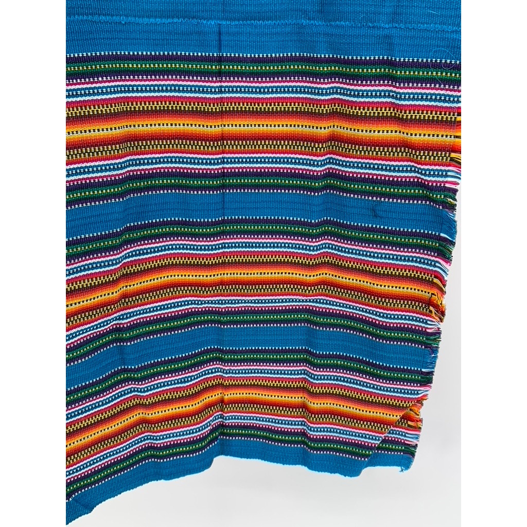 UNBRANDED Blue-Orange Knit Stripe Print Fabric Table Runner