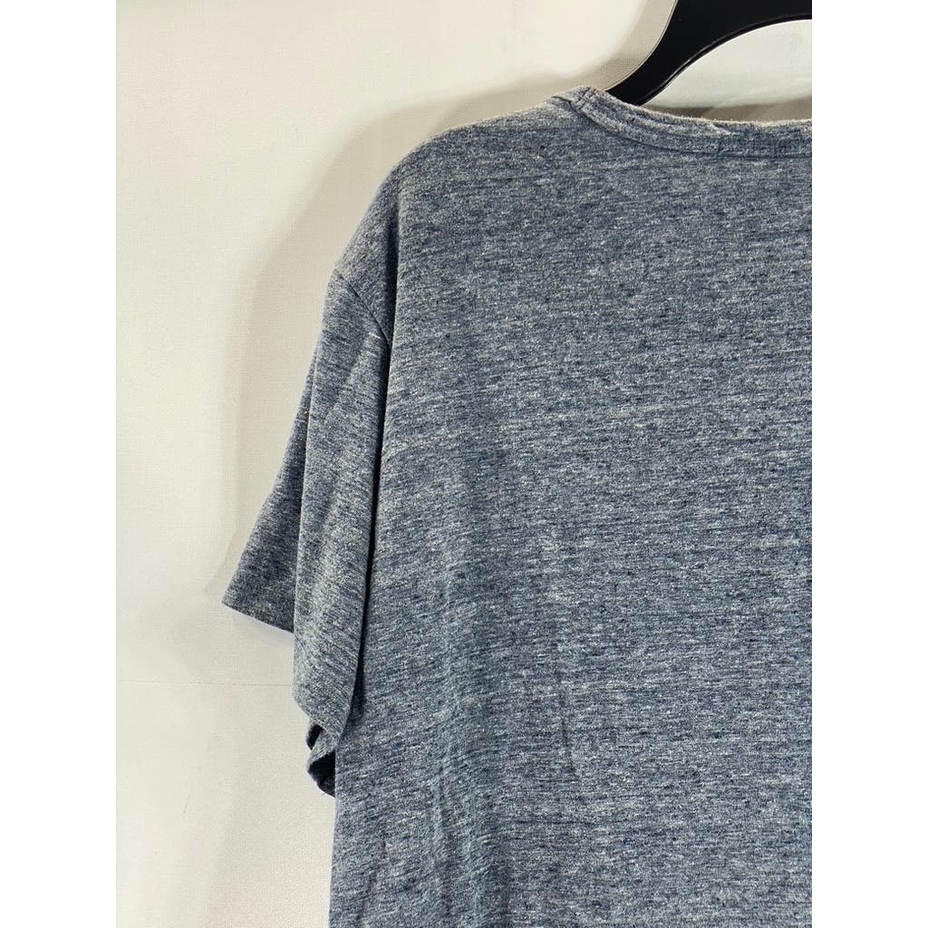 MARINE LAYER Men's Heather Blue Re-Spun Patch Pocket Short Sleeve T-Shirt SZ M