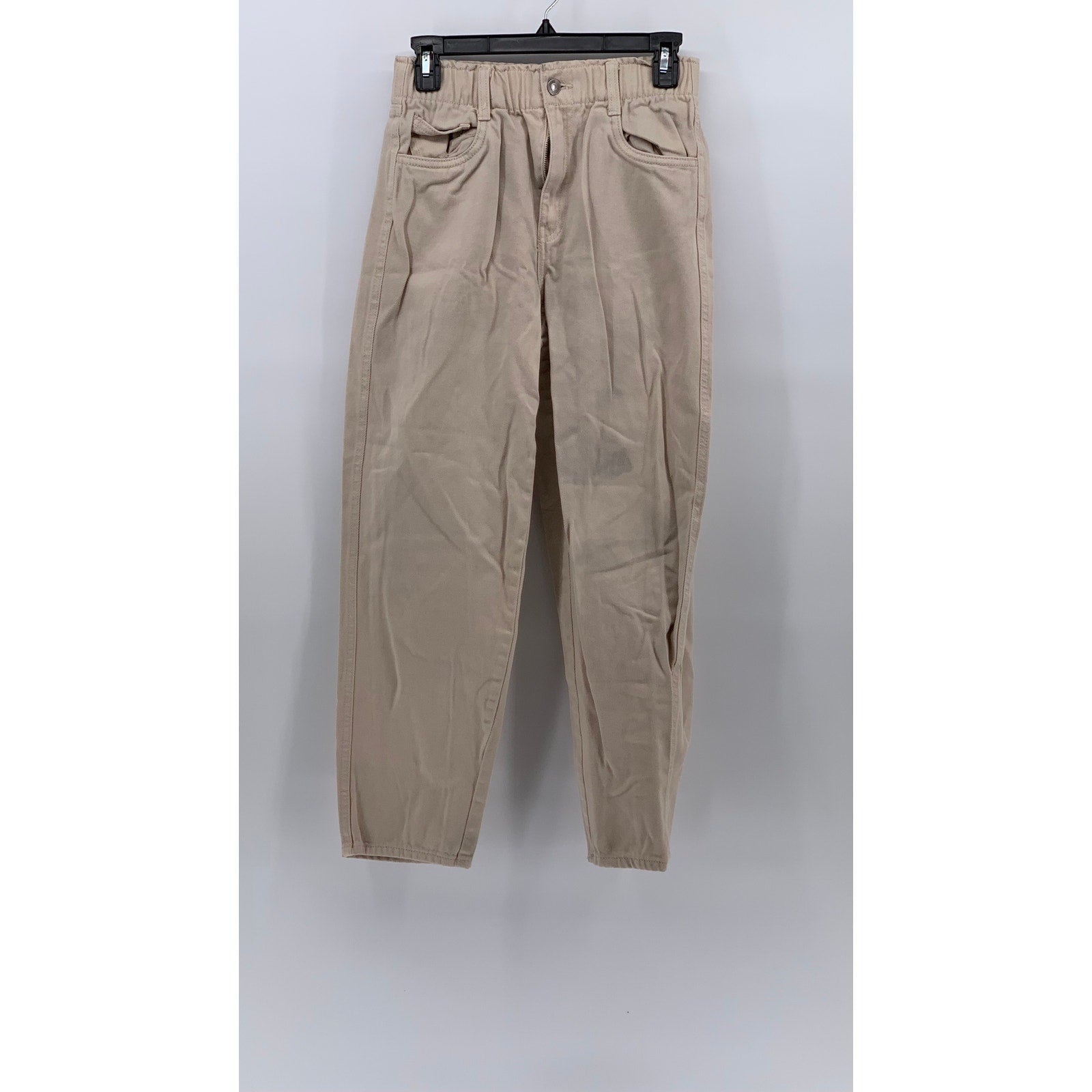 H&M Women's Tan High-Waist Twill Casual Trousers SZ 2