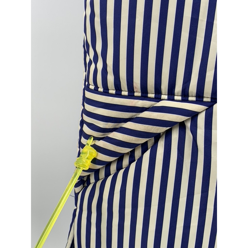 FREE ASSEMBLY Women's Blue-White Striped Snap-Button Puffer Quilted Vest SZ S