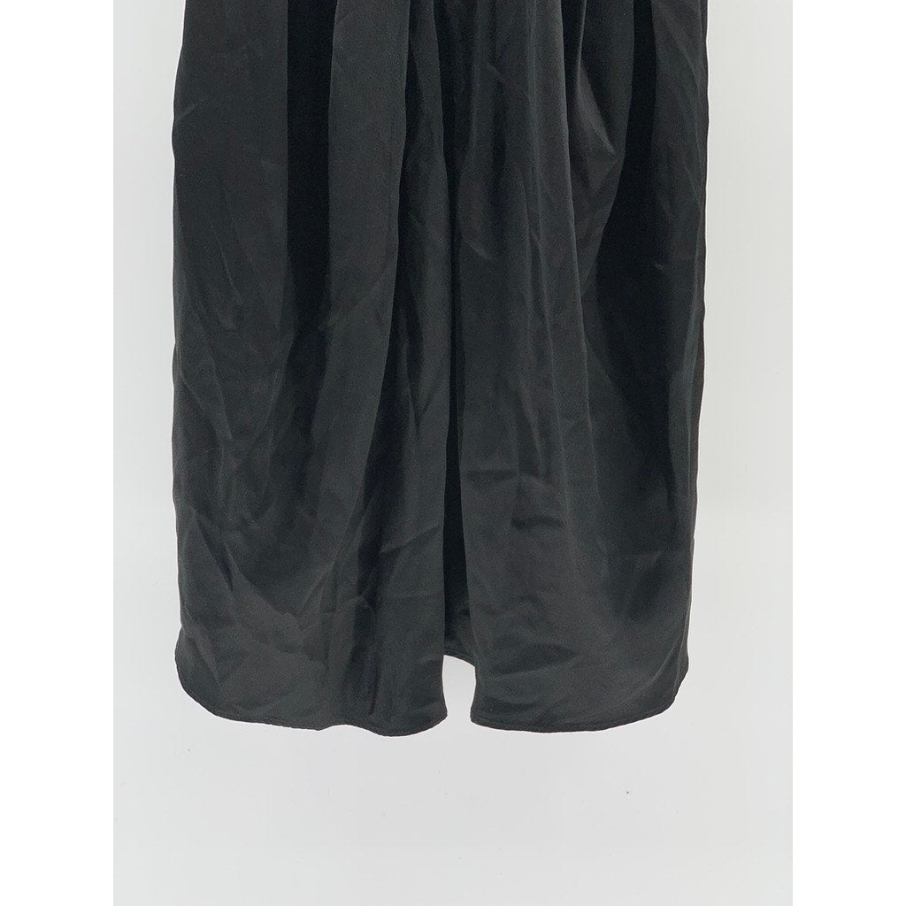 JODI ARNOLD Women's Black Silk Belted Elbow Sleeve Button-Up V-Neck Dress SZ 2
