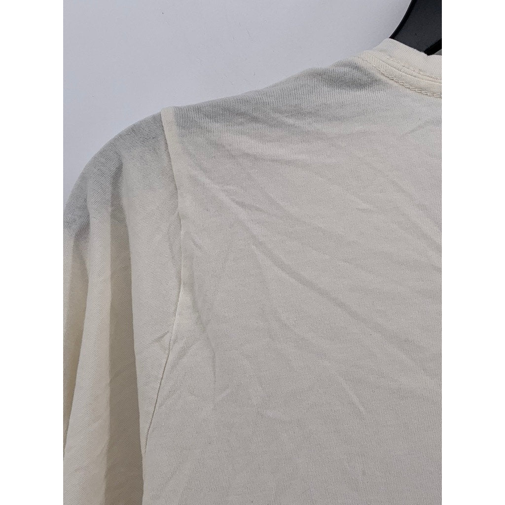 J.CREW Women's Off-White Fall Dog Graphic Long Sleeve Collector Tee SZ L