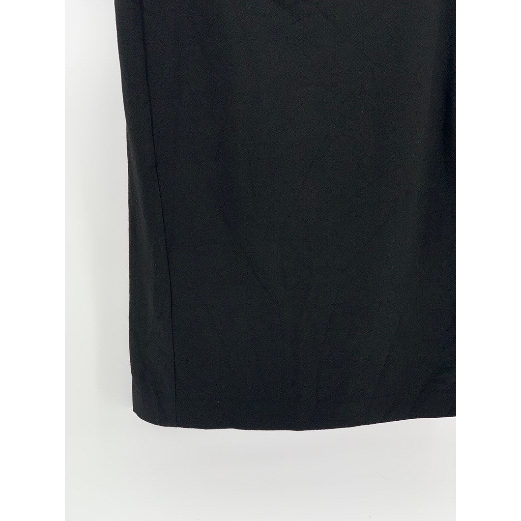MAJE Women's Black Faux Leather Crewneck Short Sleeve Sheath Dress SZ 3