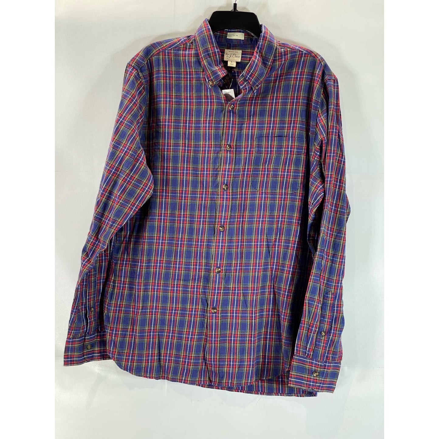 J.CREW Men's Multicolor Plaid Brushed Twill Slim-Fit Button-Up Shirt SZ L