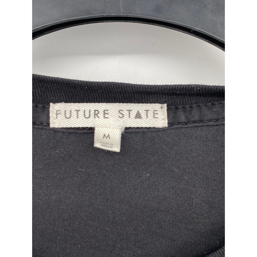 FUTURE STATE Women’s Black-Multi Skull Crewneck Long Sleeve Tie-Dye Top SZ M