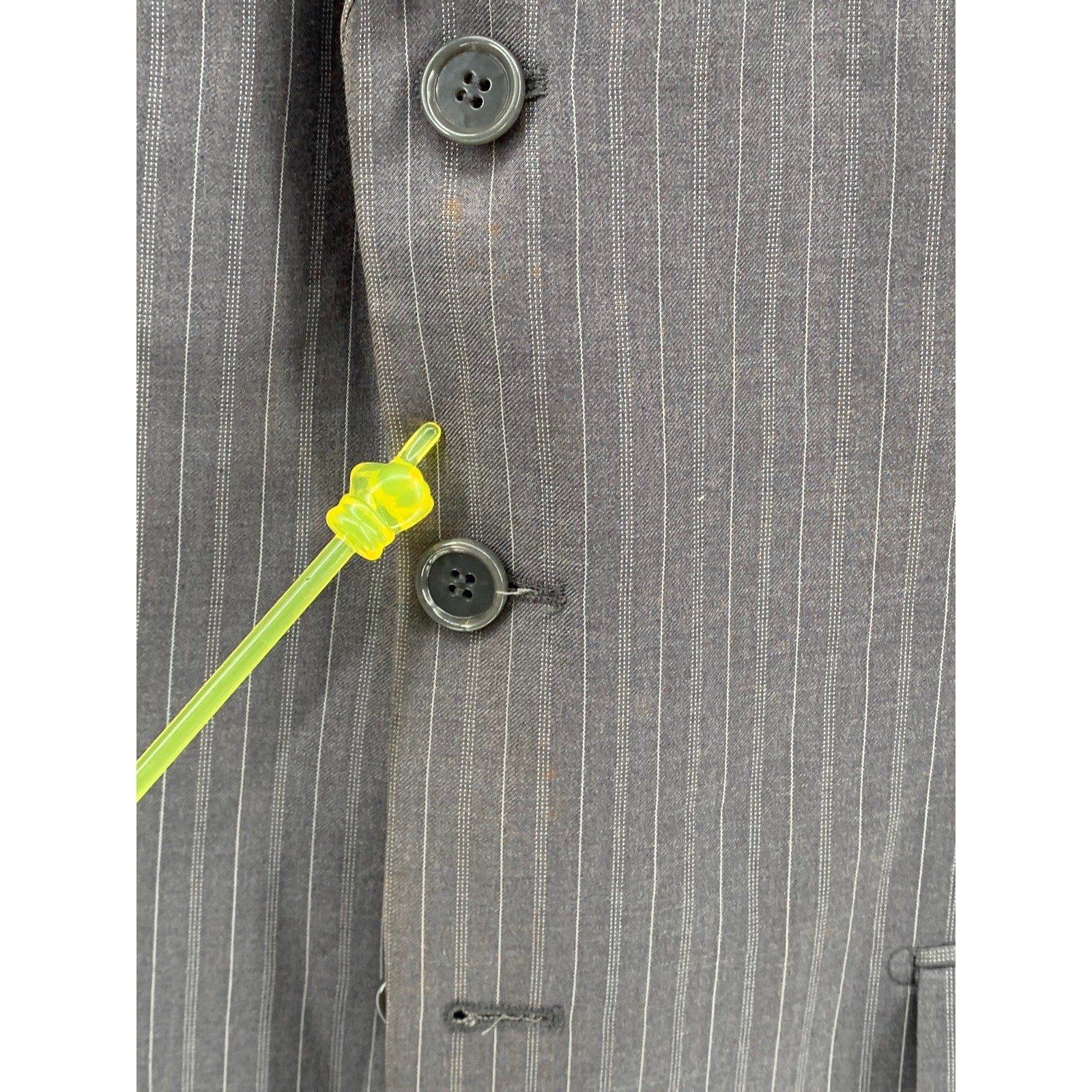 LE COLLEZIONI Men's Dark Gray Striped Three-Button Notch Collar Blazer SZ 42S