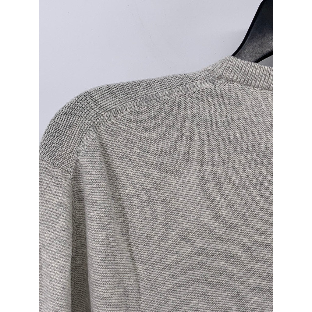 J.CREW Men's Tall Light Gray Crewneck Knit Long Sleeve Sweater SZ MT