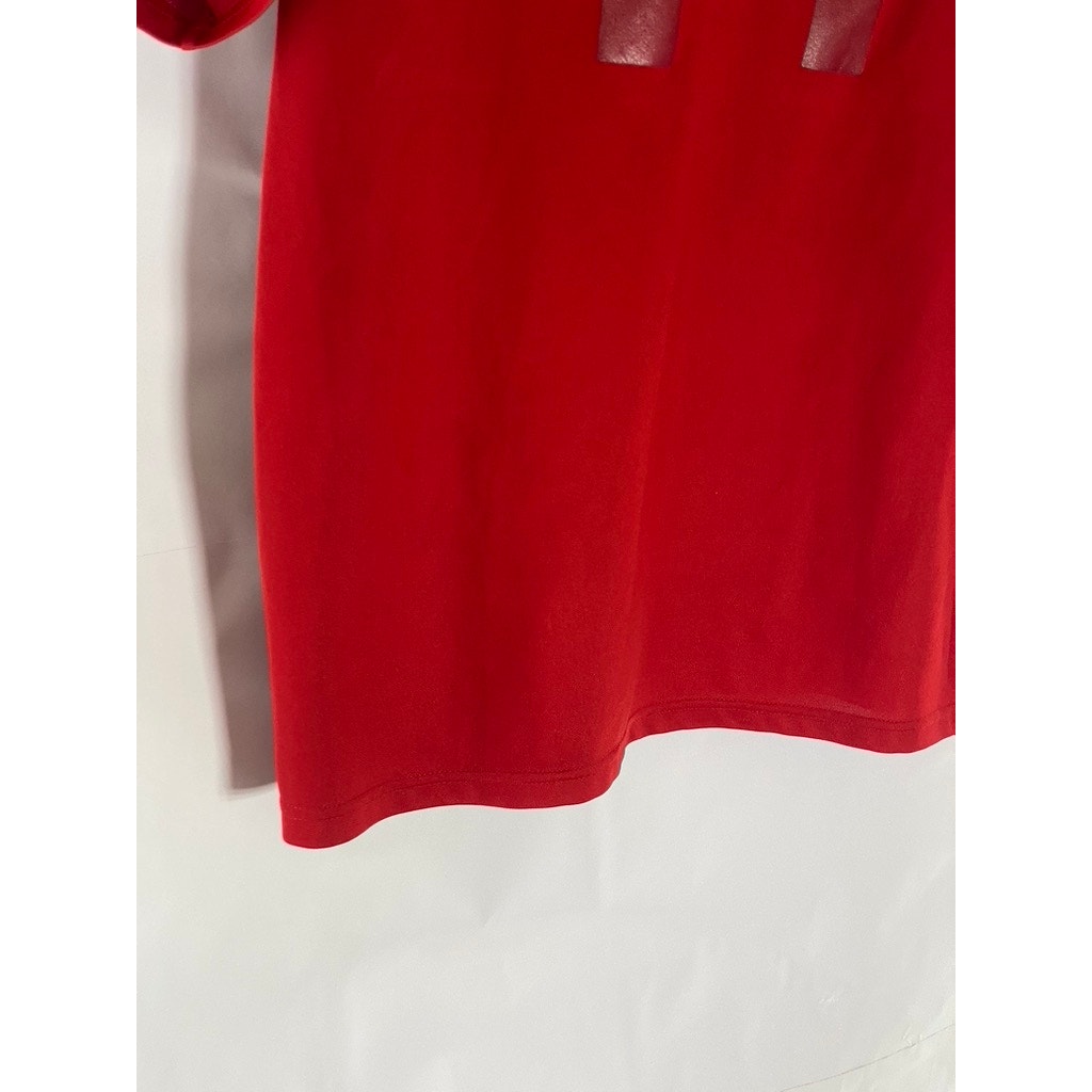 ADIDAS Men's Red-White Three-Stripe Short Sleeve Custom-Made Crewneck Jersey SZM