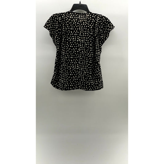 BANANA REPUBLIC Women's Petite Black-White Dot Print Surplice Top SZ XSP
