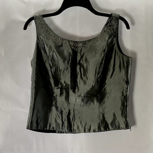 MICHAELANGELO Women's Gray Satin Button-Front Sleeveless Top SZ 12