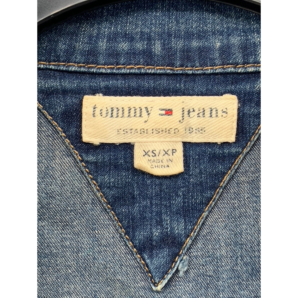TOMMY JEANS Women’s Blue Denim Cargo Straight-Leg Jumpsuit SZ XS