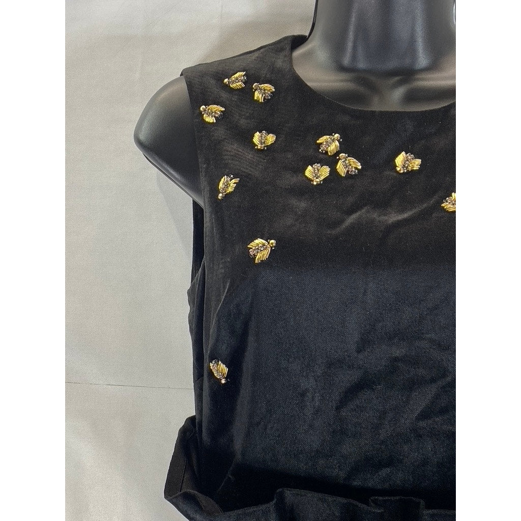 TED BAKER LONDON Women's Black Velvet Celeena Queen Bee Ruffle Dress SZ 0 (US2)