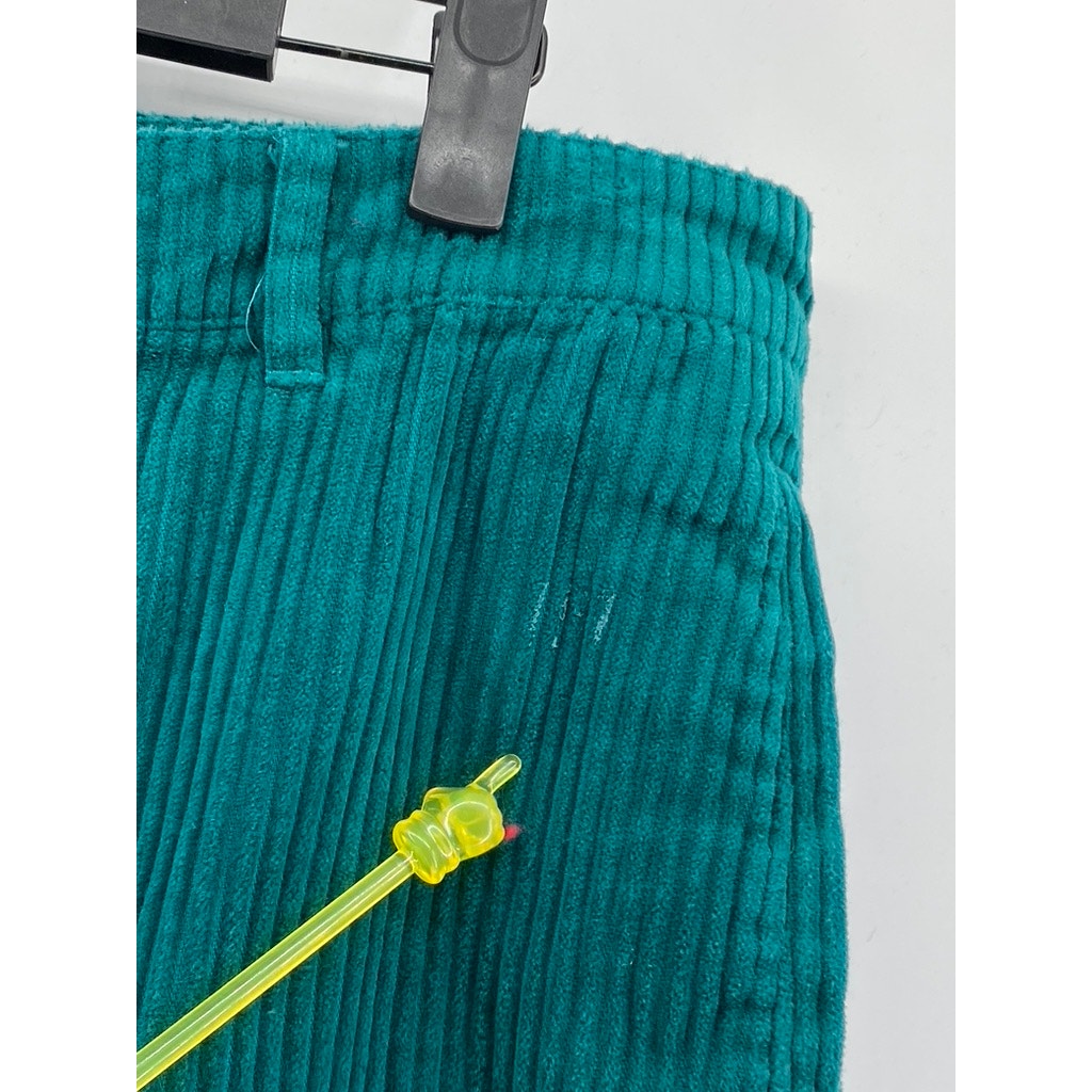 URBAN OUTFITTER Women's Emerald Green Corduroy Straight-Leg Cropped Pant SZ 32