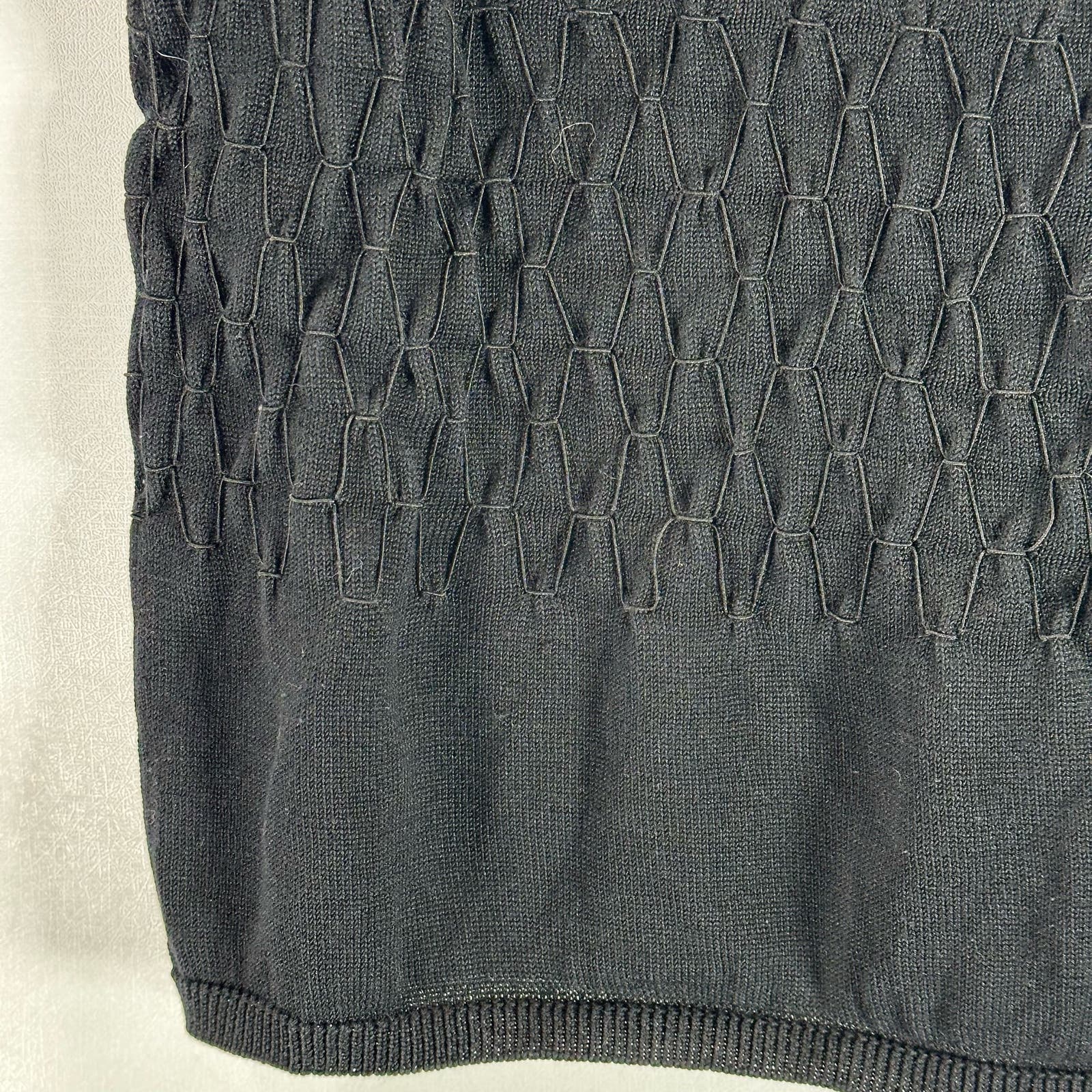 KENNETH COLE NEW YORK Women's Black Silk Deep Scoop-Neck Textured Tank Top SZ L