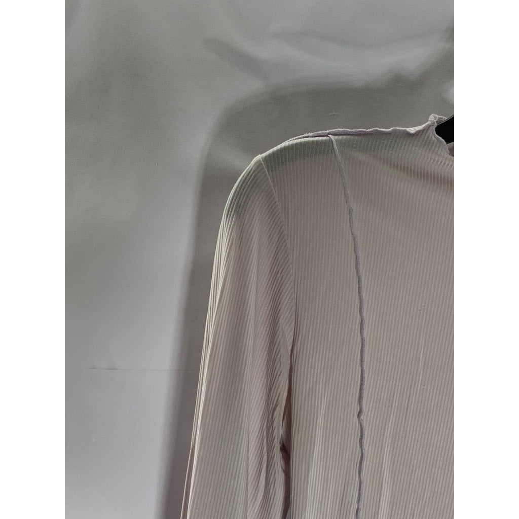 STOCKHOLM ATELIER & OTHER STORIES Blush Lettuce Trim Long Sleeve Rib Top SZ S