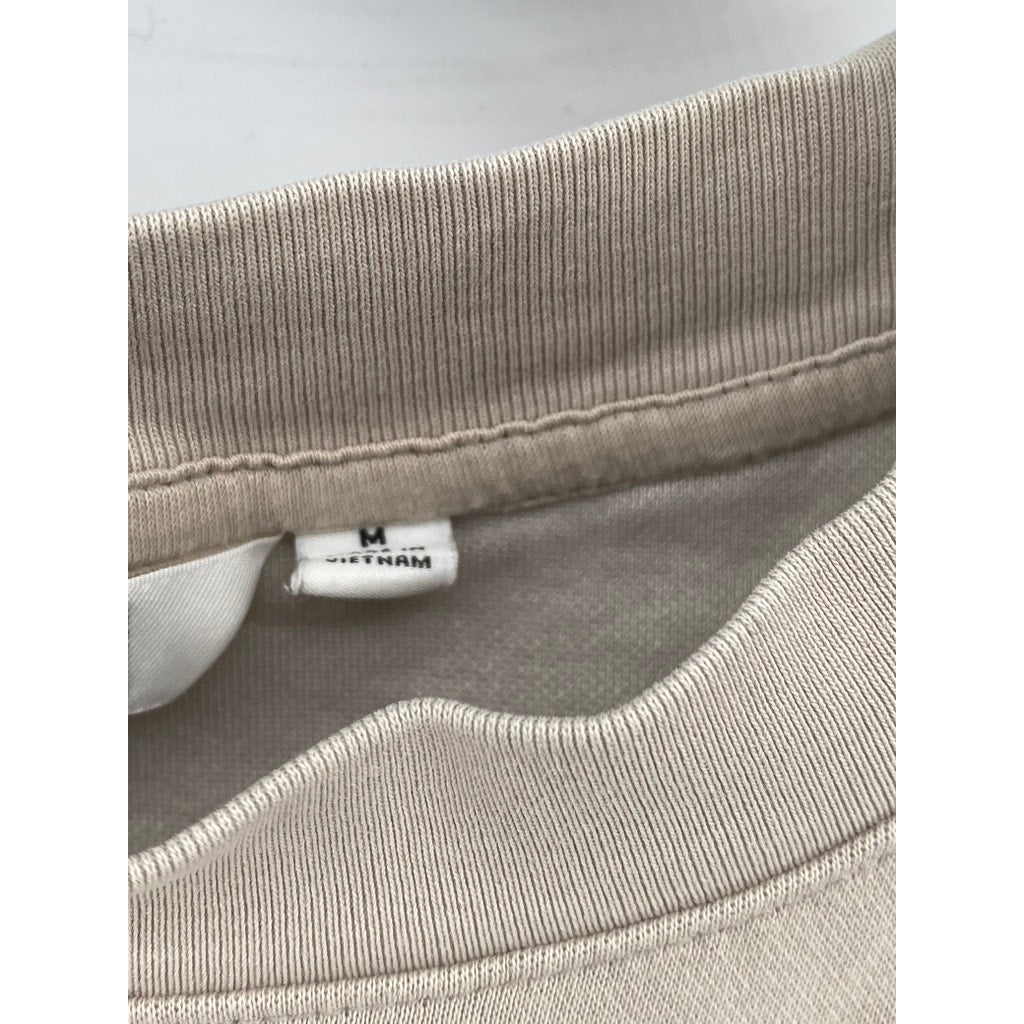 UNIQLO Men's Beige AIRism Crewneck Oversized Short Sleeve T-Shirt SZ M