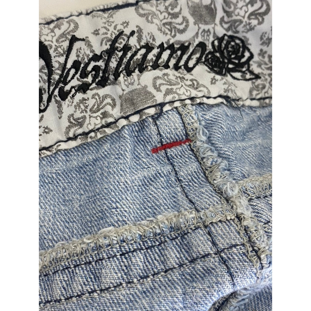 VESTIAMO Women's Light Blue Raw-Hem Distressed Denim Shorts SZ 30