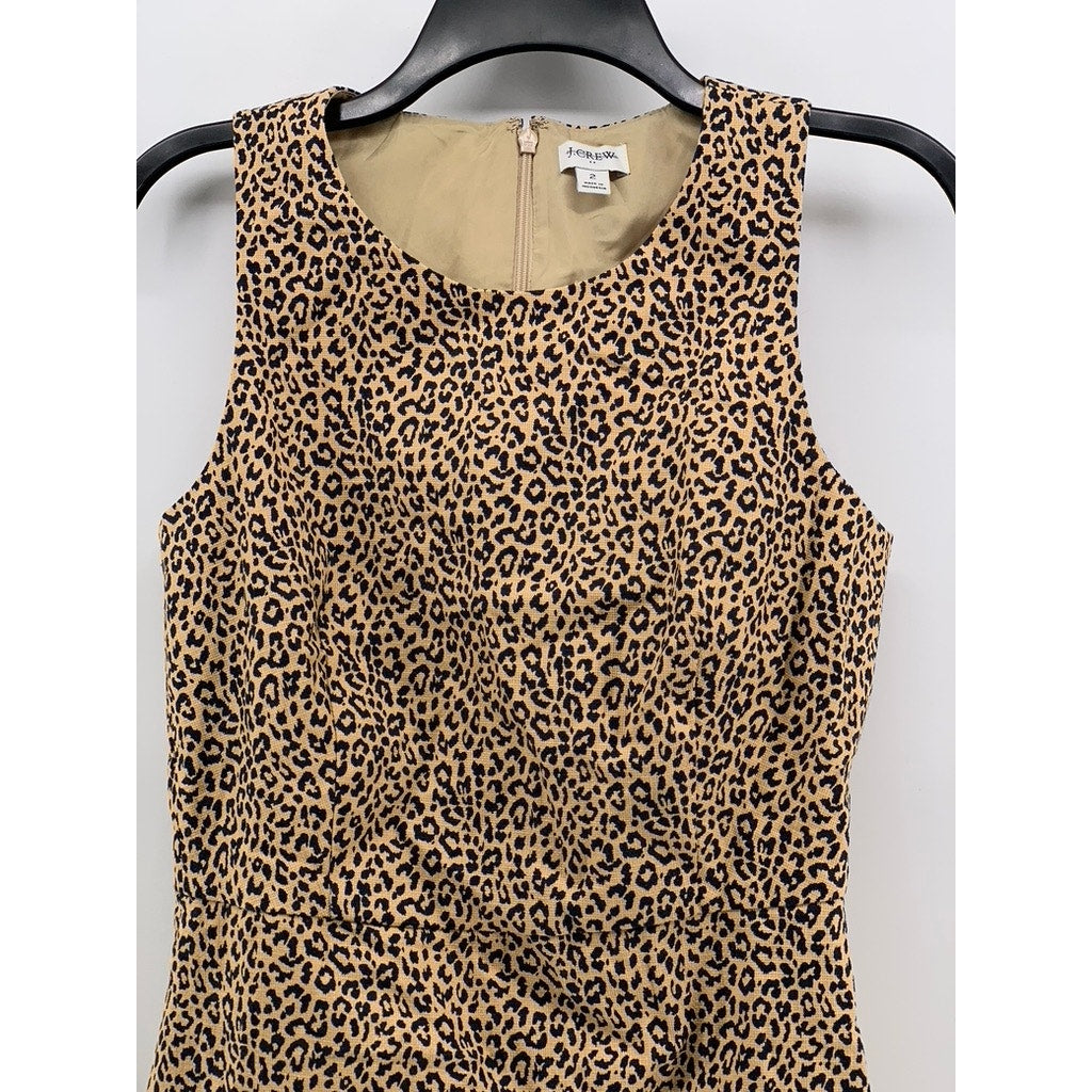 J.CREW Women's Tan Animal Print Sleeveless Sheath Mini Dress SZ 2