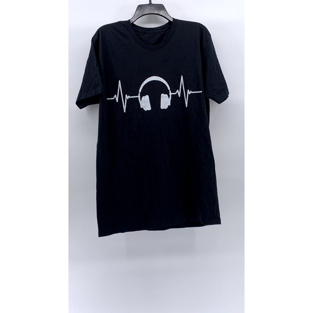 UNBRANDED Men’s Black Graphic Crewneck Short Sleeve Casual T-Shirt SZ L