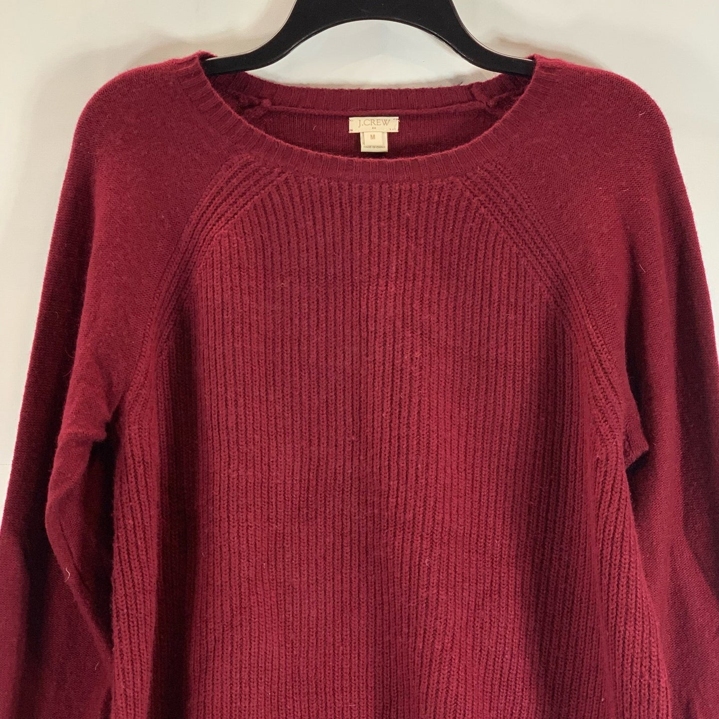 J. CREW FACTORY Women's Burgundy Warmspun Swingy Elbow-Patch Sweater SZ M