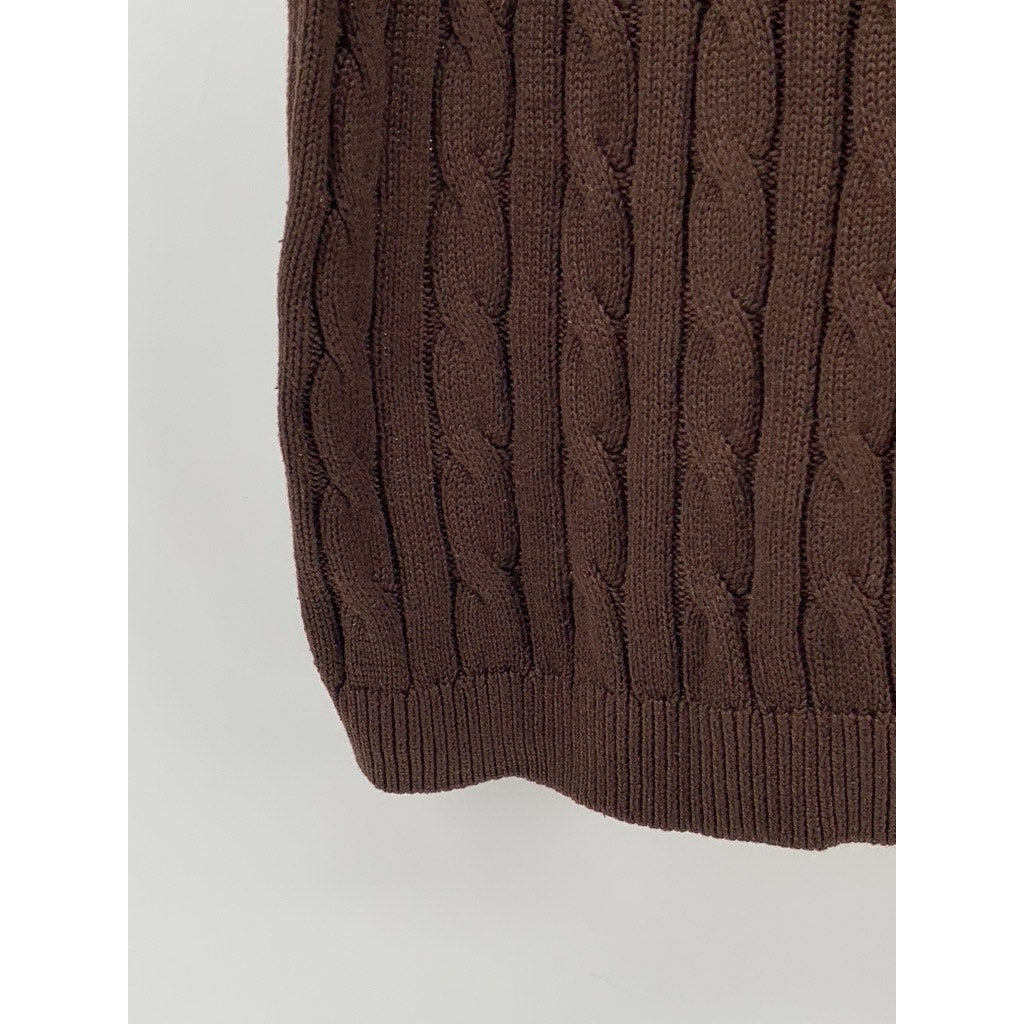 CALVIN KLEIN Men's Brown Cable Knit Short Sleeve Pullover Polo Shirt SZ L