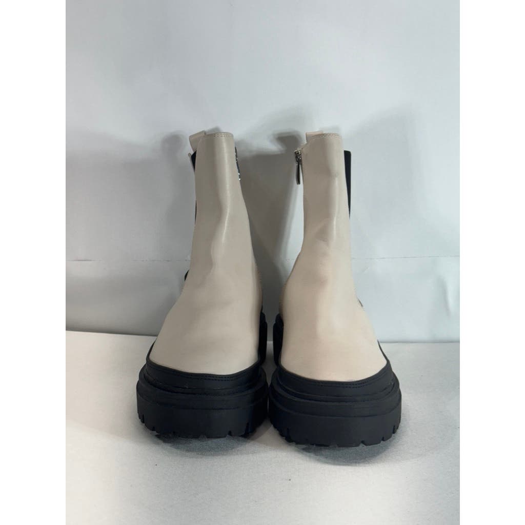 STEVEN NEW YORK Women's Bone Faux Leather Armond Side-Zip Chelsea Boots SZ 8.5