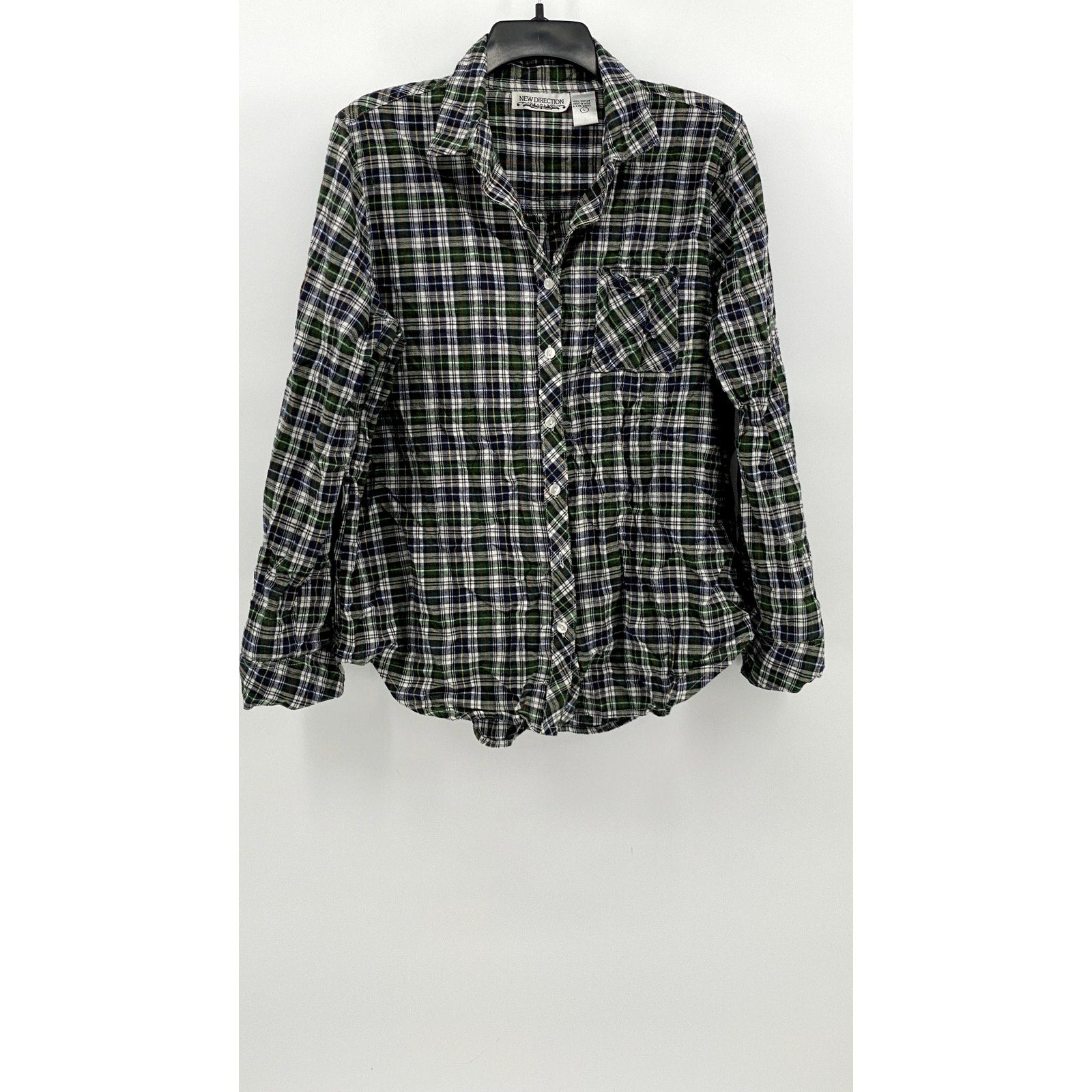 NEW DIRECTION Men's Green Button Down SIZE L