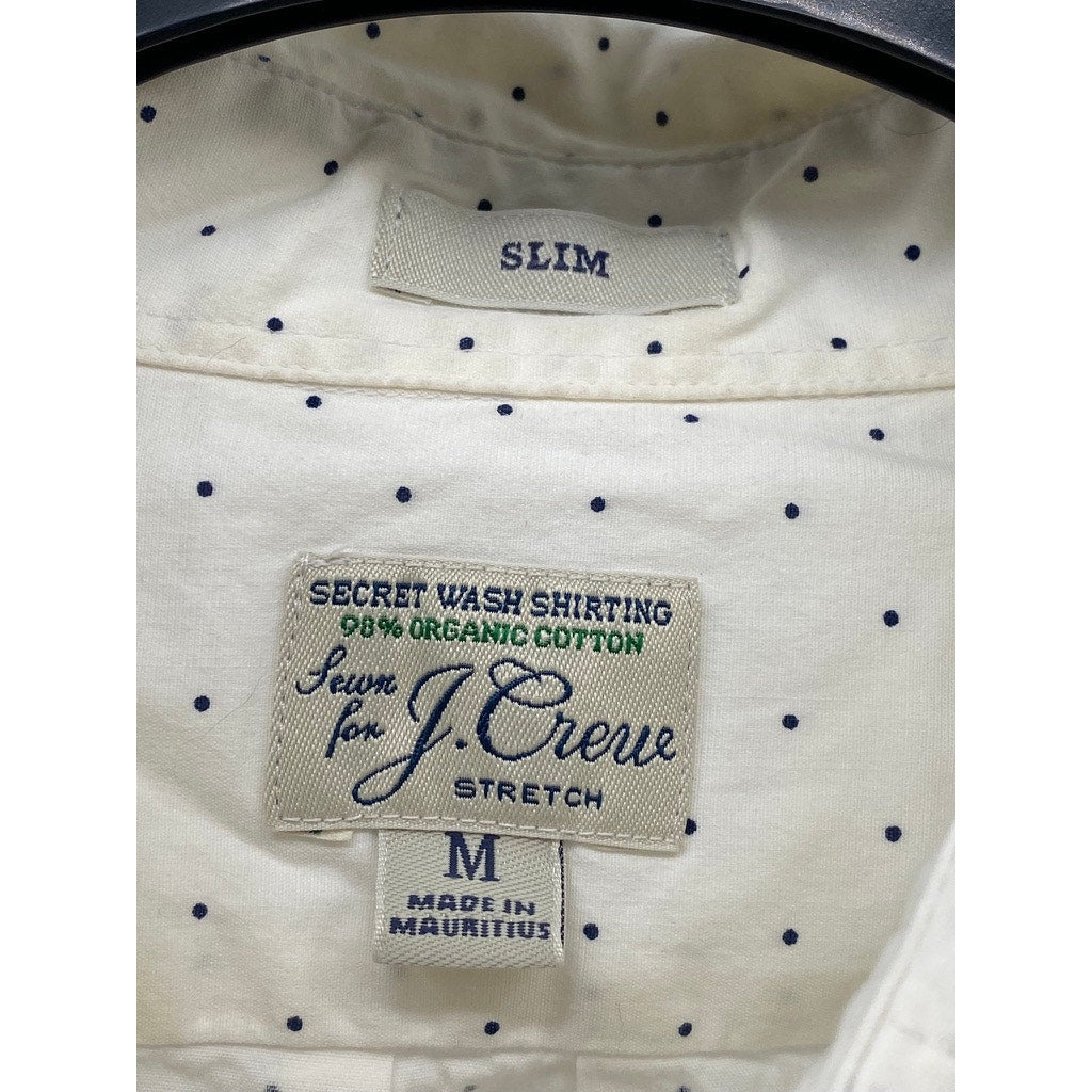 J.CREW Men's White Dot Print Stretch Organic Cotton Slim-Fit Button-Up Shirt SZM