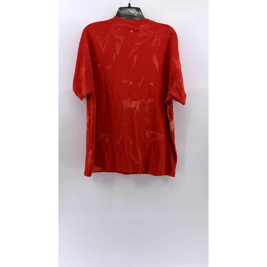 GILDAN Men's Red Tie-Dye Heavy Cotton Graphic T-Shirt SZ XL