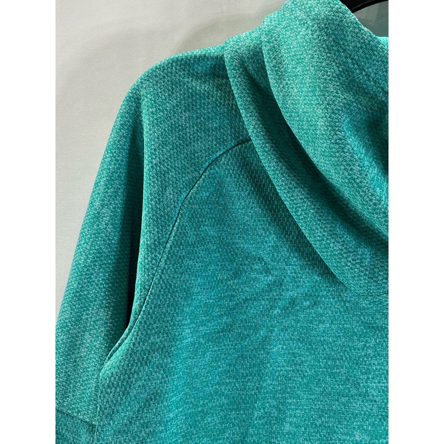 ADIDAS Women's Blue-Green Graphic Climawarm Thumbhole Pullover Hoodie SZ M