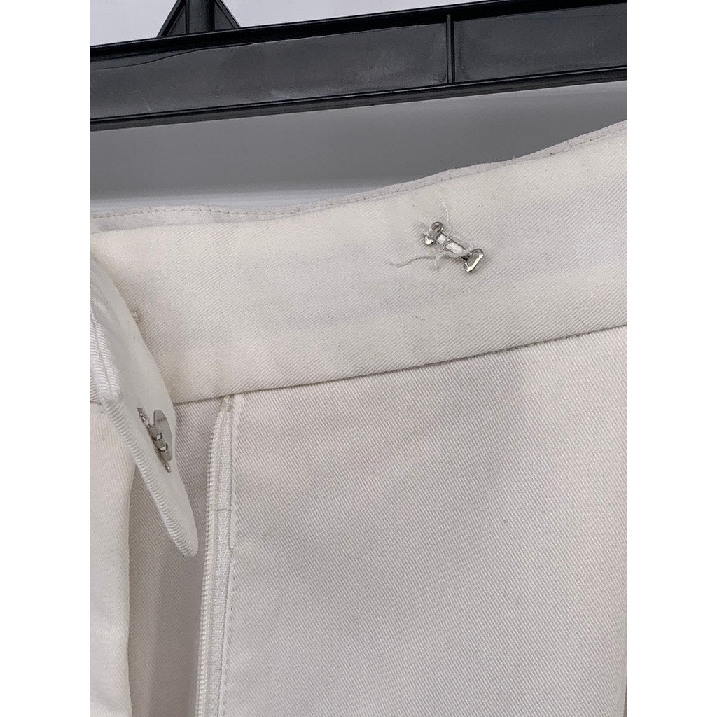 ESTELLA. K Women's Cream Pleated High-Rise Wide-Leg Pants SZ S