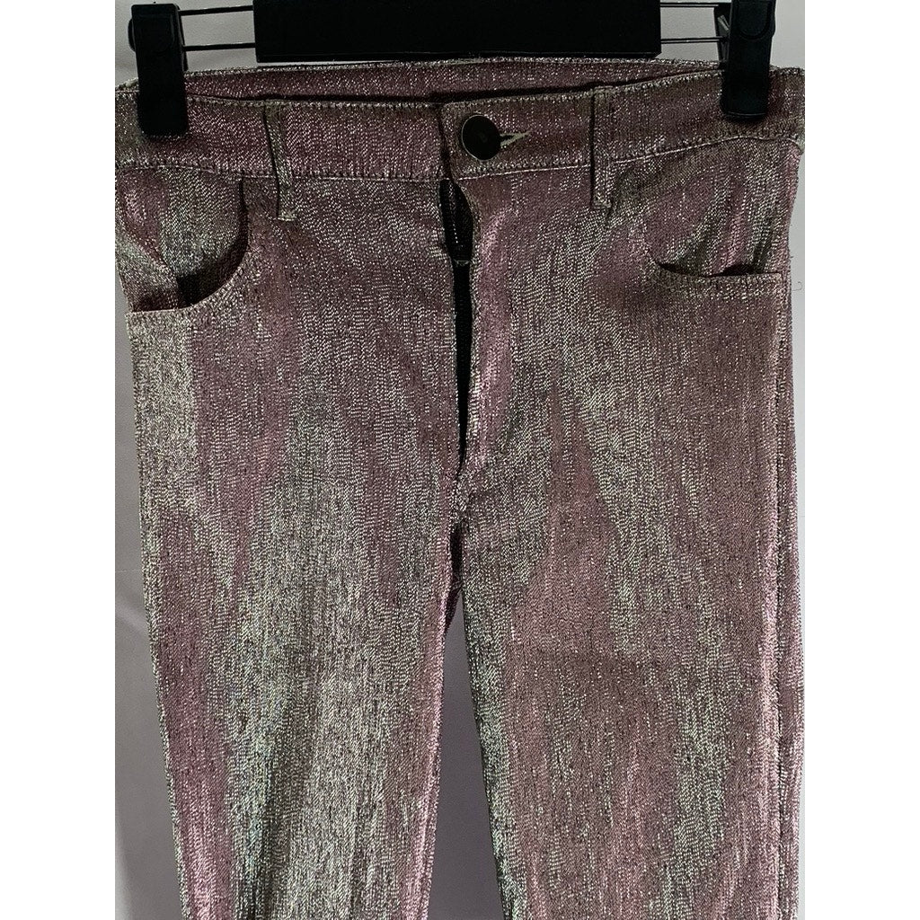 UNBRANDED Women's Burgundy Metallic Skinny-Leg Pants SZ S