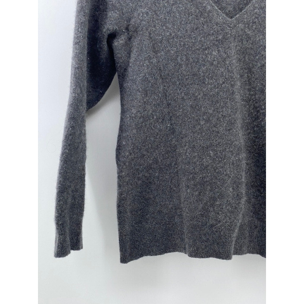 CHARTER CLUB Women's Charcoal Cashmere V-Neck Long Sleeve Sweater SZ M