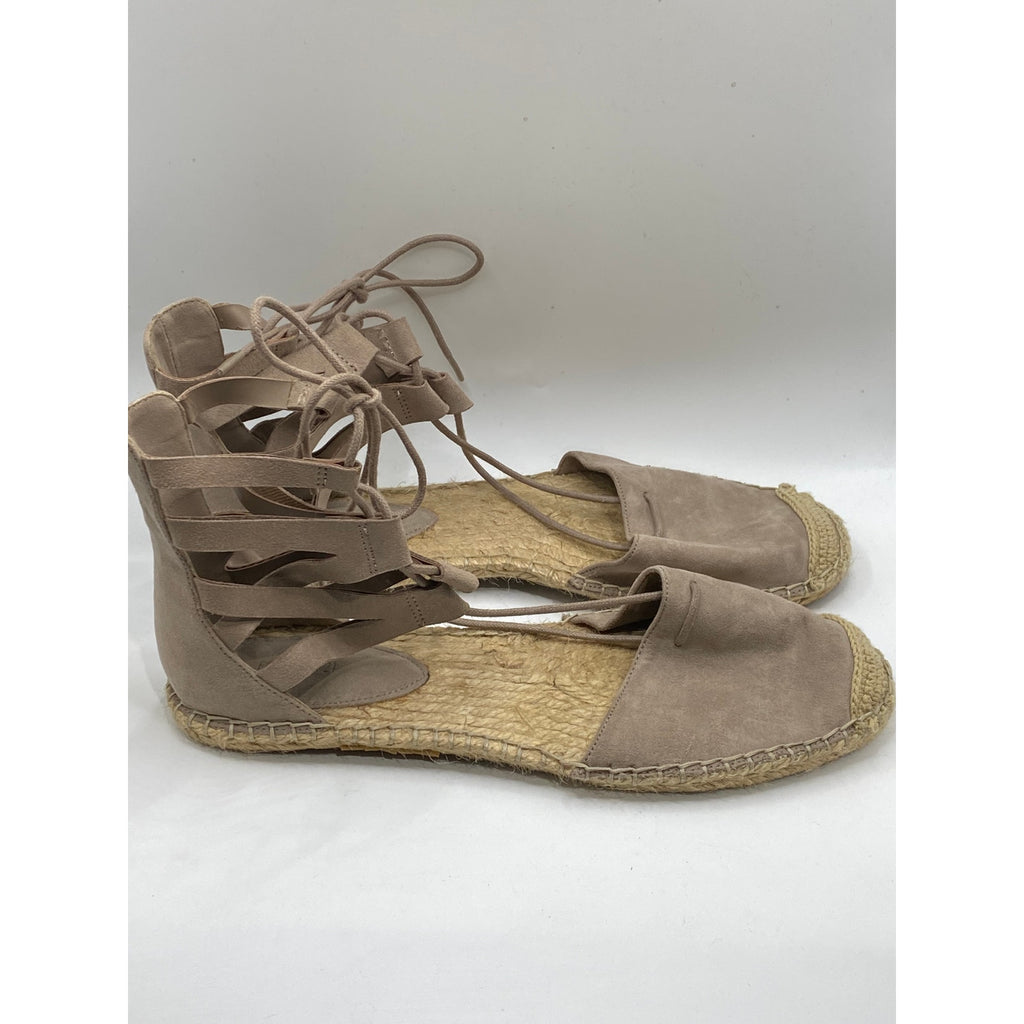 FOREVER 21 Women's Beige Faux-Suede Strappy D-Orsay Flat Espadrille Sandals SZ10