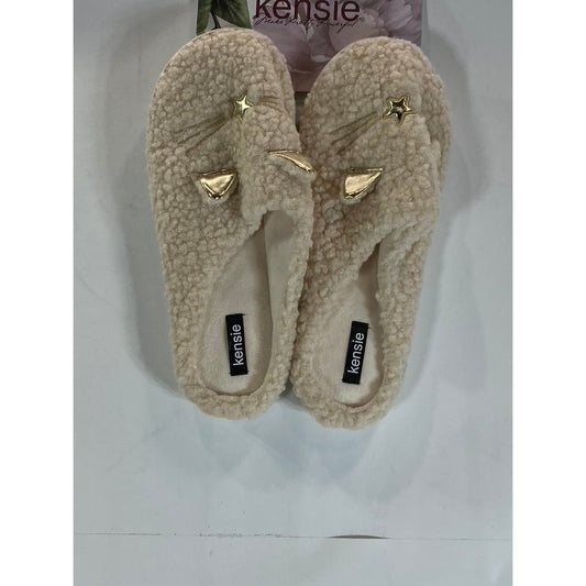 KENISE Women's Ivory Comfy Critter Faux-Fur Memory Foam Clog Slipper SZXL(10/11)