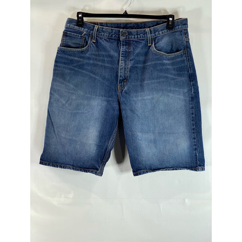 LEVI'S Men's Medium Blue 569 Loose-Fit Faded Five-Pocket Denim Jean Shorts SZ 40