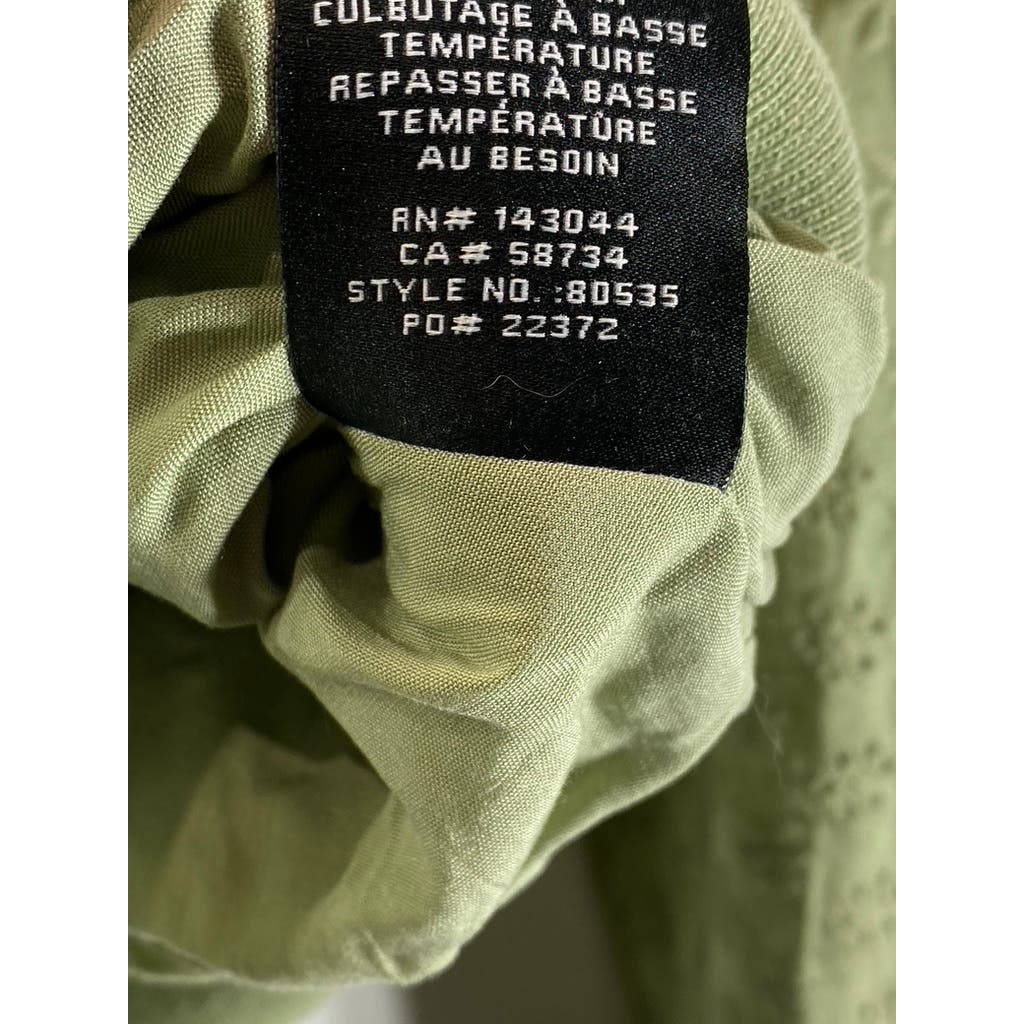 7 FOR ALL MANKIND Women's Green Zip-Up Eyelet Long Sleeve Bomber Jacket SZ XS