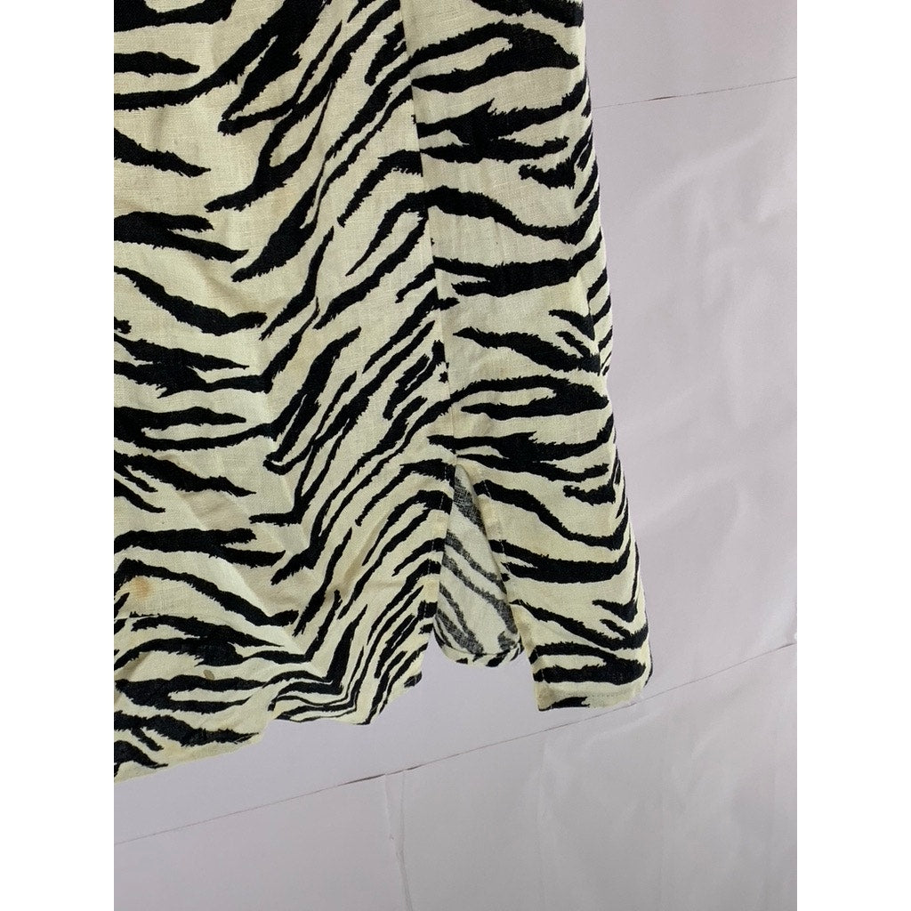 REFORMATION Women's Black/White Starling Zebra Print Tie-Strap Mini Dress SZ 8