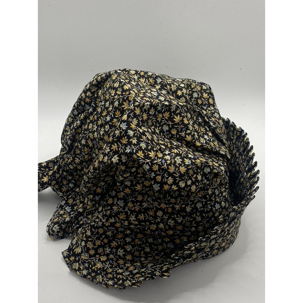 UNBRANDED Women’s Black Floral Print Ruffle Prairie Hat SZ L